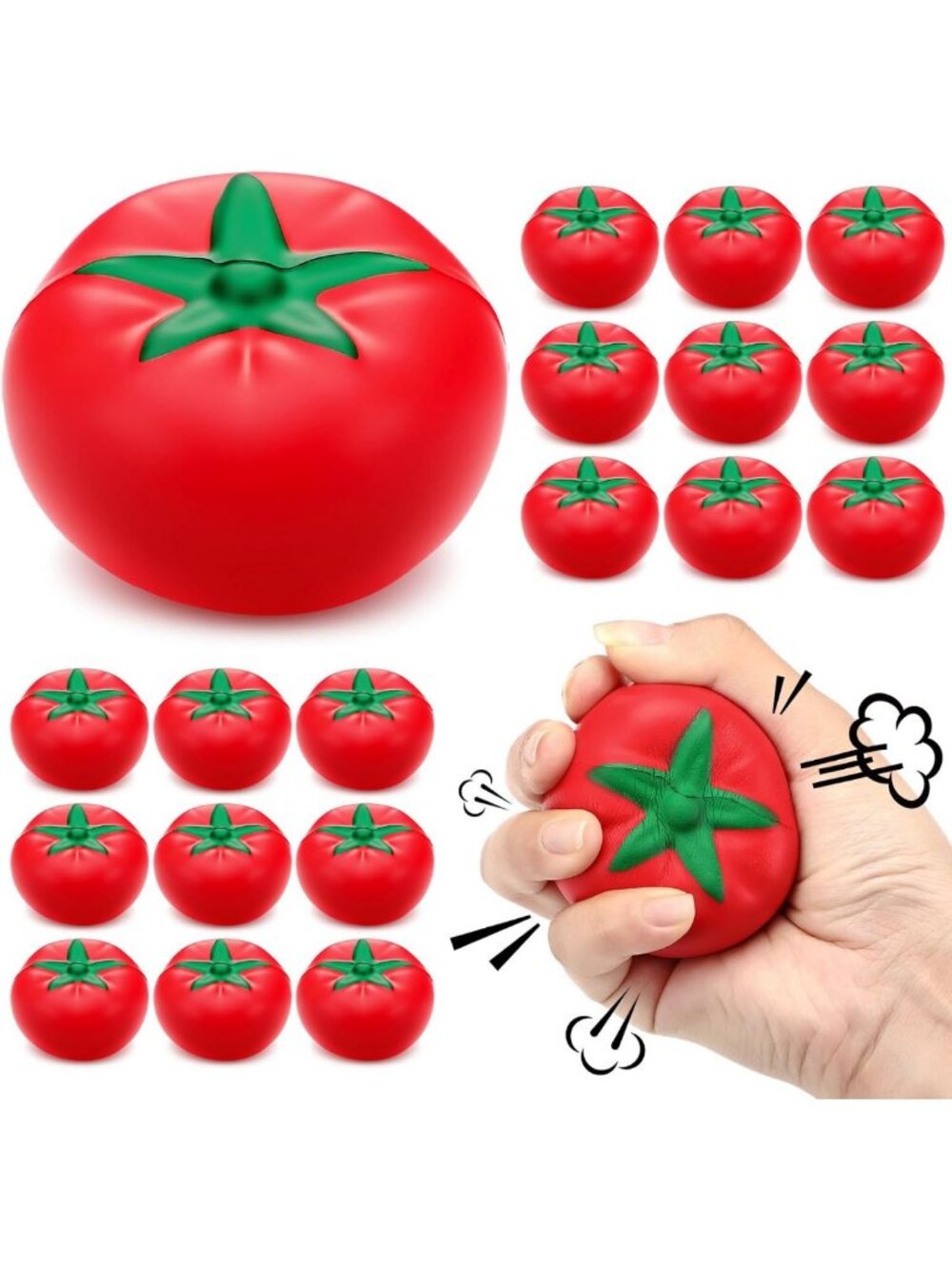 18 Pcs Stress Relief Tomatoes - Foilswirl Stress Balls for Anxiety & Relaxation